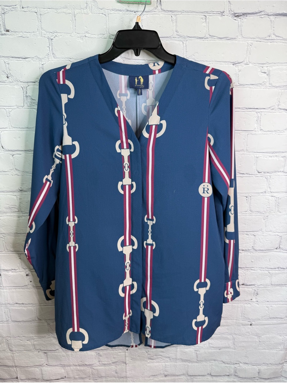RONNER Equestrian Blue Button Down Shirt XL